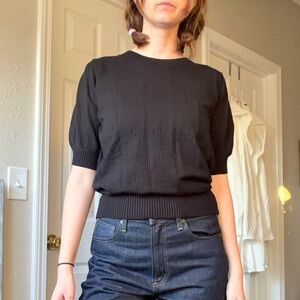 NWT Grace Karin black knit puff sleeve top/ blouse